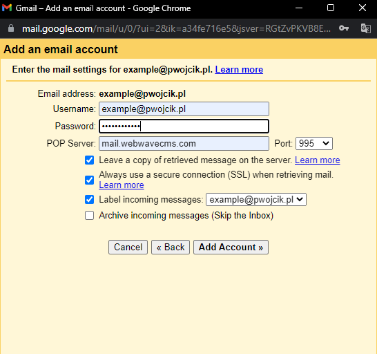 Knowledge base Configuration of your mailbox in Gmail